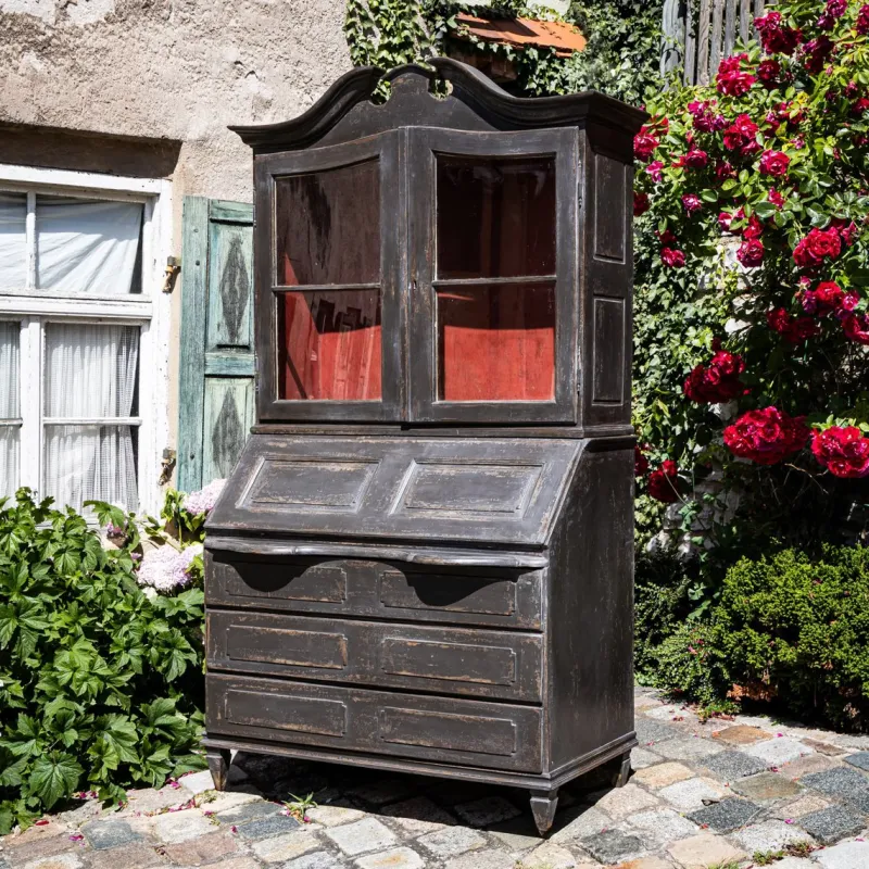 Pamono Baroque Secretaire in Dark Grey, 1700s> Secretaires