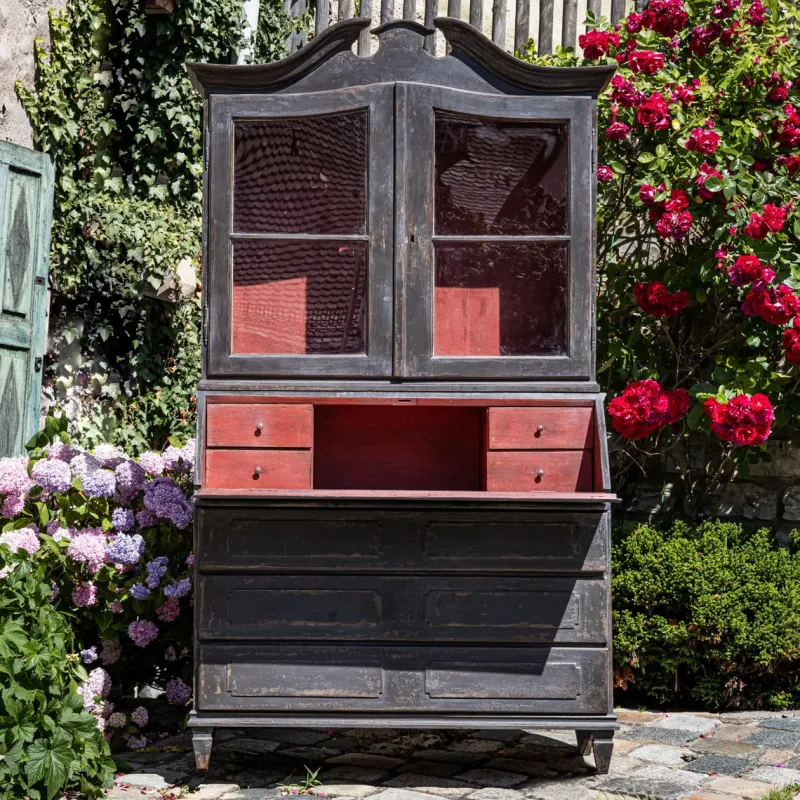 Pamono Baroque Secretaire in Dark Grey, 1700s> Secretaires