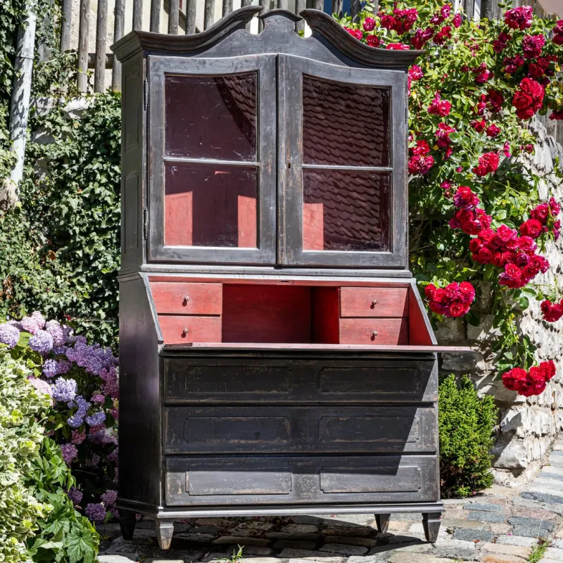 Pamono Baroque Secretaire in Dark Grey, 1700s> Secretaires