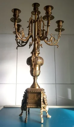 New Pamono Baroque Six-Armed Candleholder in Brass