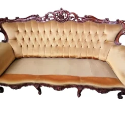Hot Pamono Baroque Sofa in Golden Velvet, 1950s