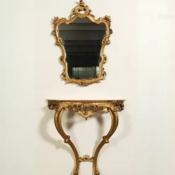 Pamono Baroque Style Console and Mirror Set, 1940s, Set of 2> Console Tables
