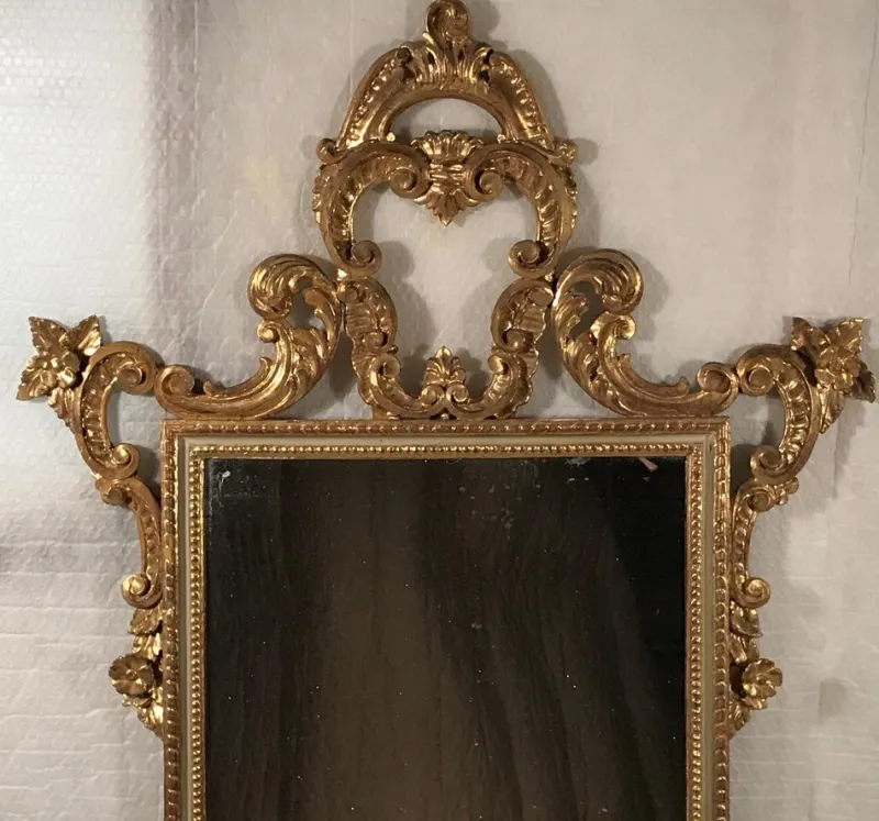 Clearance Pamono Baroque Style Giltwood Mirror, Italy, 19th Century