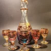 Pamono Baroque Venetian Bottle and Glasses in Glass with Gold Trim, Venice, Italy, 1950s, Set of 6> Dinnerware Accessories