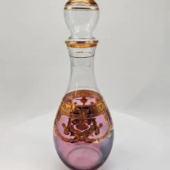Pamono Baroque Venetian Bottle and Glasses in Glass with Gold Trim, Venice, Italy, 1950s, Set of 6><noscript><img width=