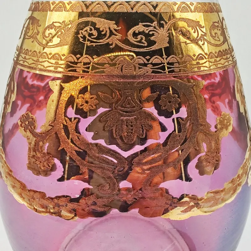 Pamono Baroque Venetian Bottle and Glasses in Glass with Gold Trim, Venice, Italy, 1950s, Set of 6> Dinnerware Accessories