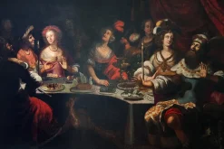 Pamono Bartholomäus Strobel the Younger, The Banquet of King Balthasar, 1800s, Oil on Canvas> Old Masters