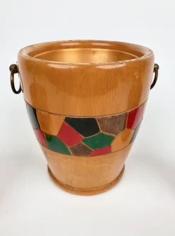Pamono Barware & Icebucket Shaker by Aldo Tura for Macabo, Italy, 1950s, Set of 3><noscript><img width=