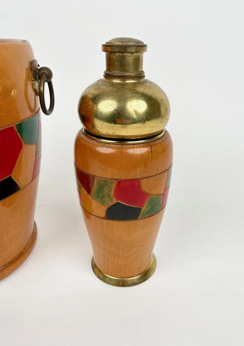 Pamono Barware & Icebucket Shaker by Aldo Tura for Macabo, Italy, 1950s, Set of 3> Ice Buckets & Wine Coolers