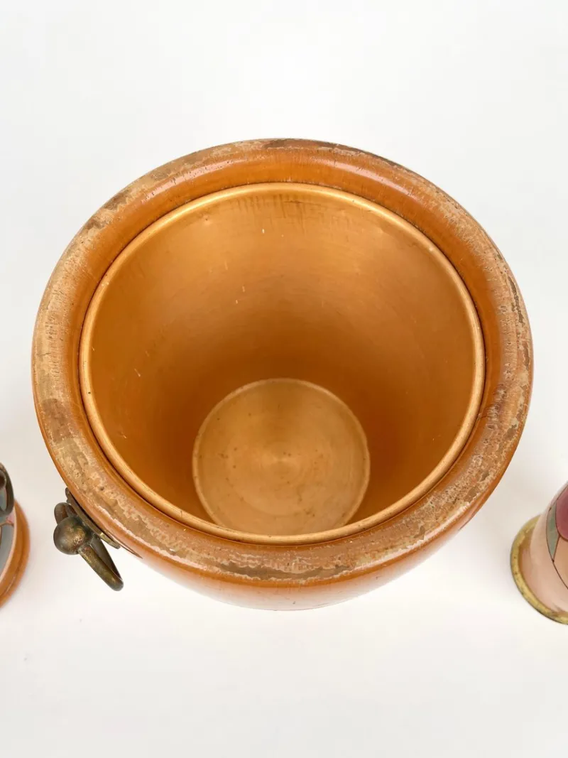Pamono Barware & Icebucket Shaker by Aldo Tura for Macabo, Italy, 1950s, Set of 3> Ice Buckets & Wine Coolers