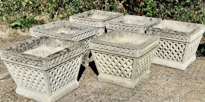 Outlet Pamono Basket Weave Garden Planters, 1950s, Set of 6