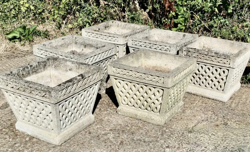 Outlet Pamono Basket Weave Garden Planters, 1950s, Set of 6