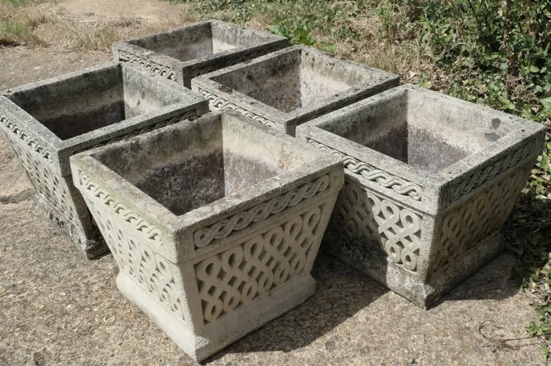 Outlet Pamono Basket Weave Garden Planters, 1950s, Set of 6