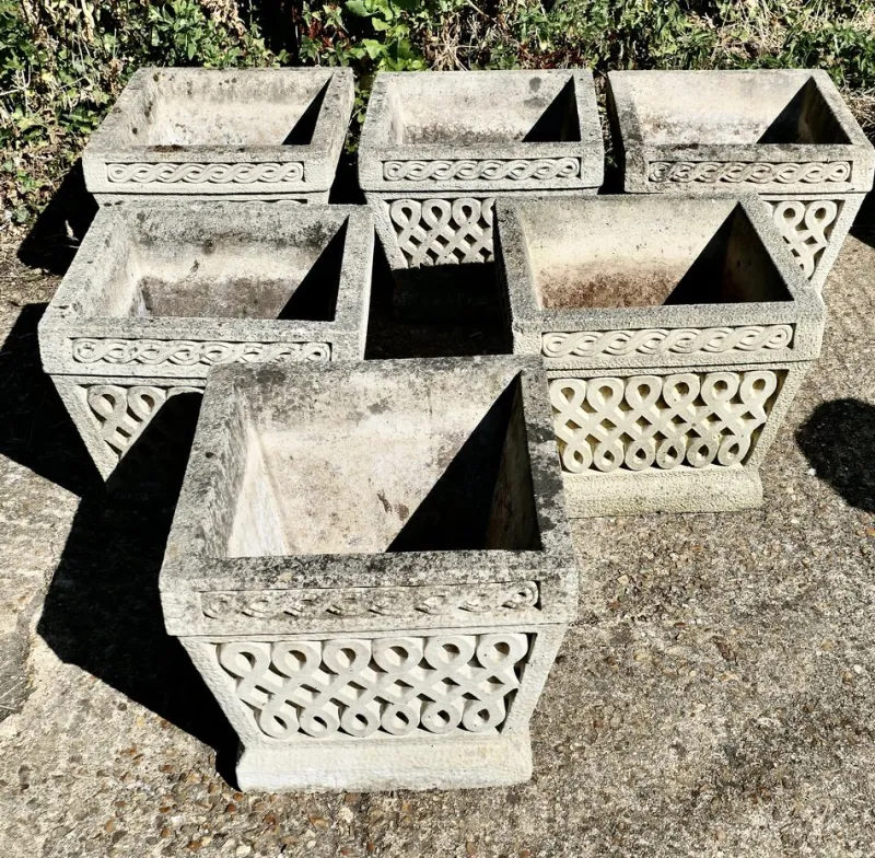 Outlet Pamono Basket Weave Garden Planters, 1950s, Set of 6
