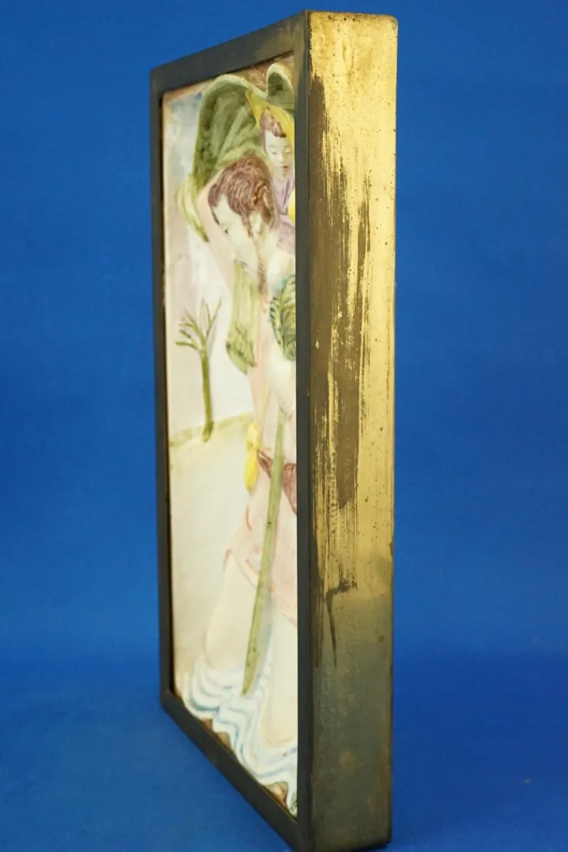 Pamono Bas-Relief Plaque Sculpture of Saint Christopher with Baby Jesus from Le Tre Aaa, Turin, Italy, 1920s> Wall Decor