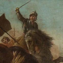 Outlet Pamono Battle Scene, Oil on Canvas, 17th-Century