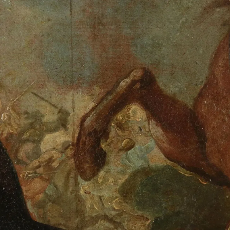 Outlet Pamono Battle Scene, Oil on Canvas, 17th-Century