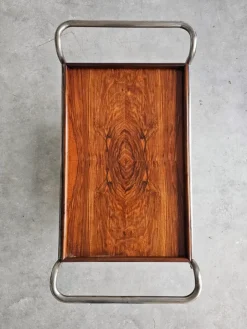 Pamono Bauhaus Bar Cart in Walnut Root Veneer and Steel Construction, 1920s><noscript><img width=