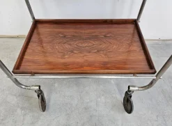 Pamono Bauhaus Bar Cart in Walnut Root Veneer and Steel Construction, 1920s><noscript><img width=