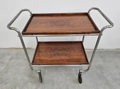 Pamono Bauhaus Bar Cart in Walnut Root Veneer and Steel Construction, 1920s><noscript><img width=
