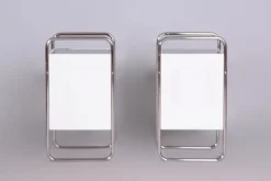 Pamono Bauhaus Bedside Tables in Chrome, Former Czechoslovakia, 1930s, Set of 2><noscript><img width=