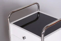 Pamono Bauhaus Bedside Tables in Chrome, Former Czechoslovakia, 1930s, Set of 2><noscript><img width=