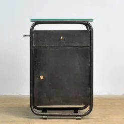 Pamono Bauhaus Bedside Tables in Iron and Glass, 1920s, Set of 2><noscript><img width=