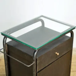 Pamono Bauhaus Bedside Tables in Iron and Glass, 1920s, Set of 2><noscript><img width=
