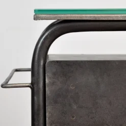 Pamono Bauhaus Bedside Tables in Iron and Glass, 1920s, Set of 2><noscript><img width=