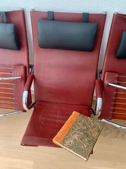 Pamono Bauhaus Cinema Series Chrome & Leather Armchair Bench Basel Cinema by Pfalzberger, 1970s><noscript><img width=