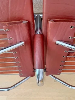 Pamono Bauhaus Cinema Series Chrome & Leather Armchair Bench Basel Cinema by Pfalzberger, 1970s><noscript><img width=