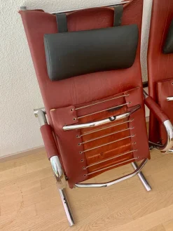 Pamono Bauhaus Cinema Series Chrome & Leather Armchair Bench Basel Cinema by Pfalzberger, 1970s><noscript><img width=