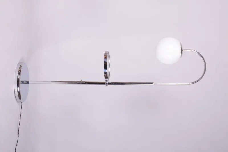Hot Pamono Bauhaus Floor Lamp in Chrome and Opaline Milk Glass, Czech, 1930s