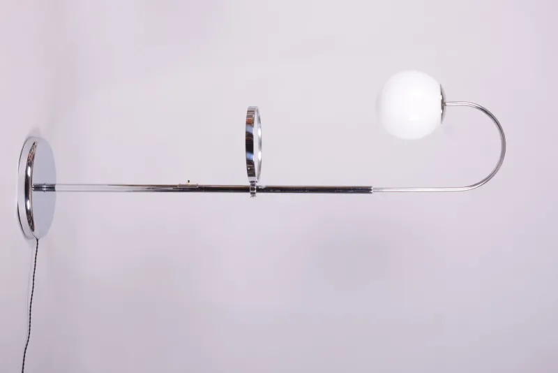 Hot Pamono Bauhaus Floor Lamp in Chrome and Opaline Milk Glass, Czech, 1930s