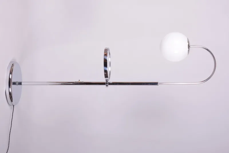 Hot Pamono Bauhaus Floor Lamp in Chrome and Opaline Milk Glass, Czech, 1930s