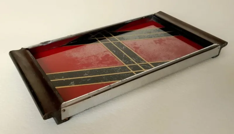 Clearance Pamono Bauhaus Geometric Pattern Cocktail Serving Tray, 1940s