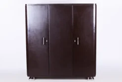 Pamono Bauhaus Lacquered Wood & Chrome Triple-Door Wardrobe attributed to Mücke Melder, 1930s><noscript><img width=
