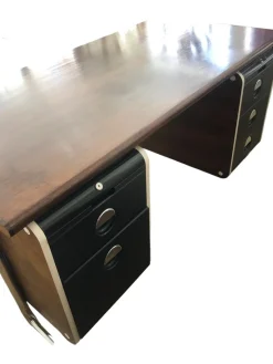 Sale Pamono Bauhaus Rosewood Veneer and Tubular Chrome Executive Desk, 1970s