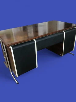 Sale Pamono Bauhaus Rosewood Veneer and Tubular Chrome Executive Desk, 1970s