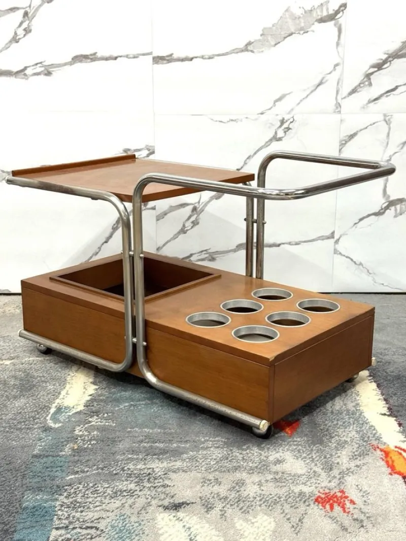 Pamono Bauhaus Serving Trolley by Marcel Breuer, 1970s> Serving Bar Carts & Trolleys
