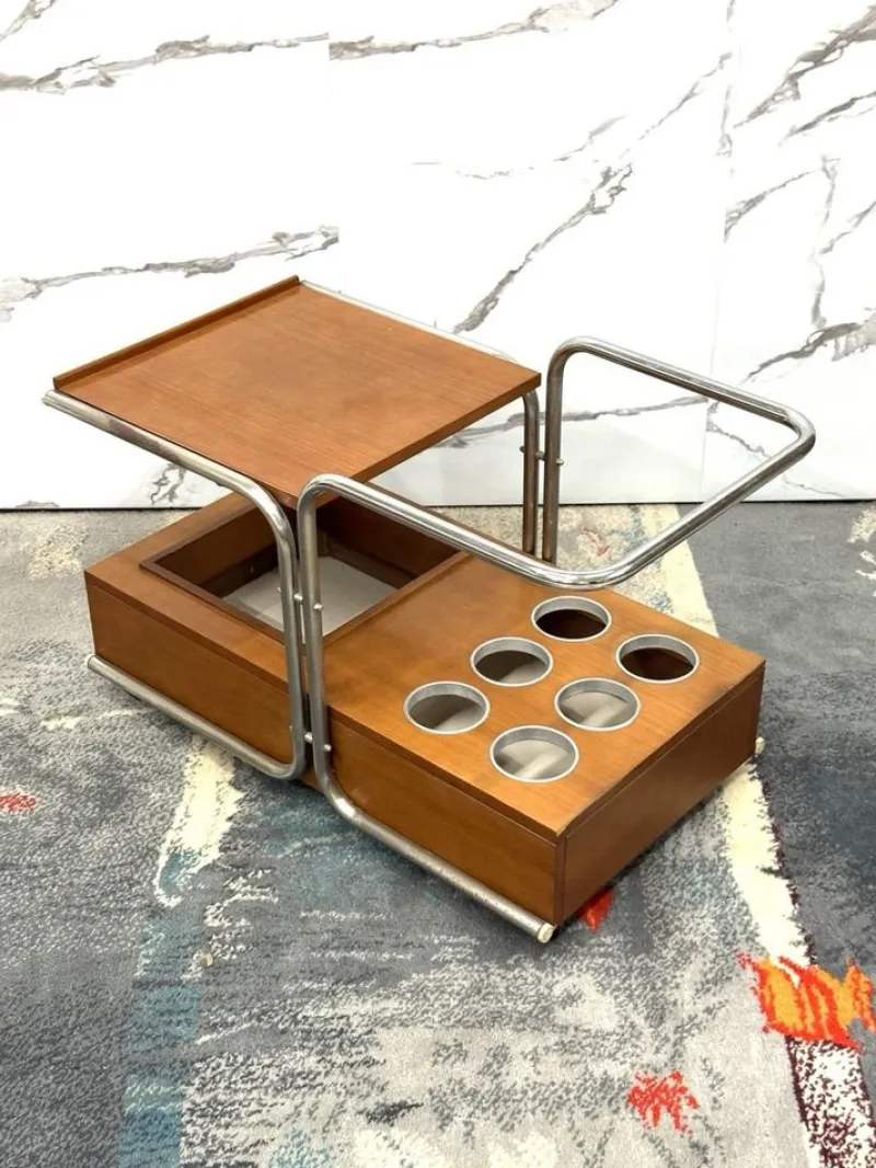 Pamono Bauhaus Serving Trolley by Marcel Breuer, 1970s> Serving Bar Carts & Trolleys