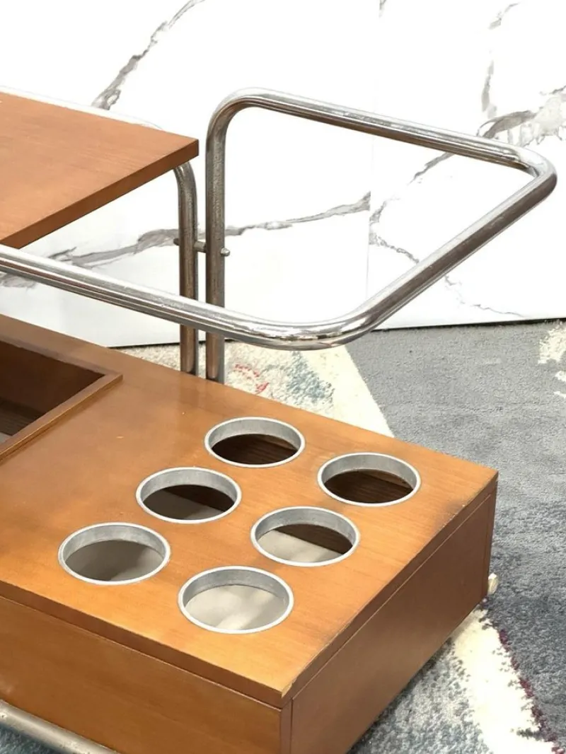 Pamono Bauhaus Serving Trolley by Marcel Breuer, 1970s> Serving Bar Carts & Trolleys