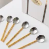 Pamono Bauhaus Spoons in Silver and Gilding from Gucci, 1970s, Set of 6> Cutlery & Serving Utensils