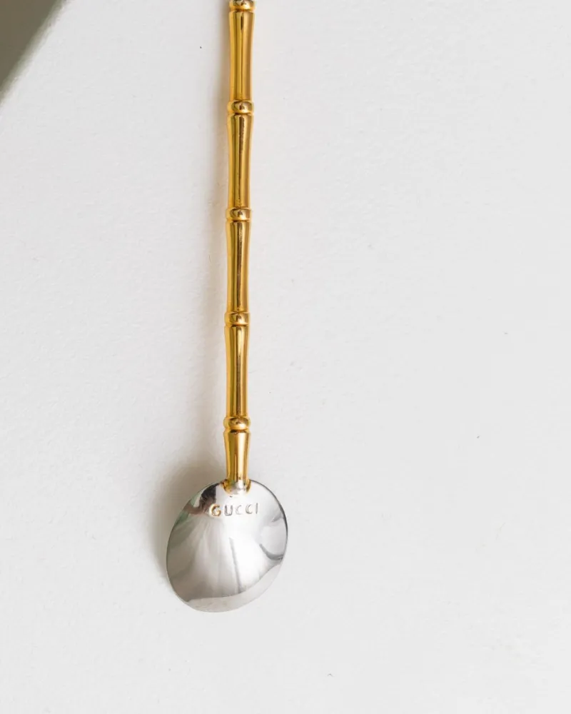 Pamono Bauhaus Spoons in Silver and Gilding from Gucci, 1970s, Set of 6> Cutlery & Serving Utensils