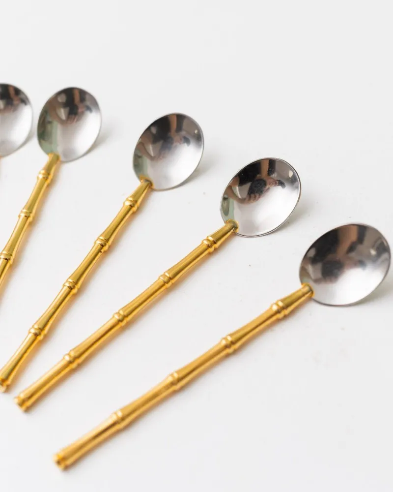Pamono Bauhaus Spoons in Silver and Gilding from Gucci, 1970s, Set of 6> Cutlery & Serving Utensils