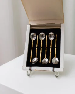 Pamono Bauhaus Spoons in Silver and Gilding from Gucci, 1970s, Set of 6><noscript><img width=