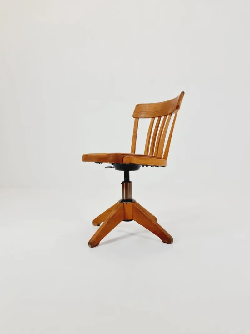 New Pamono Bauhaus Swivel Office Chair in Wood from Sedus, 1930s