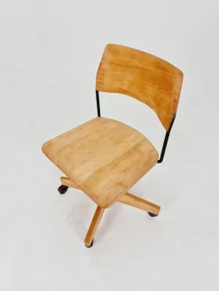 Online Pamono Bauhaus Swivel Office Chair in Wood from Giroflex, 1960s