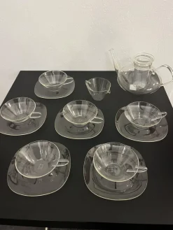 Discount Pamono Bauhaus Tea Service in Jena Glas by Wilhelm Wagenfeld for Jenaer Glaswerke, Germany, 1950s, Set of 14