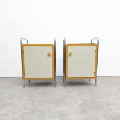 Pamono Bauhaus Tubular Steel Nightstands by Hynek Gottwald, 1930s, Set of 2> Nightstands